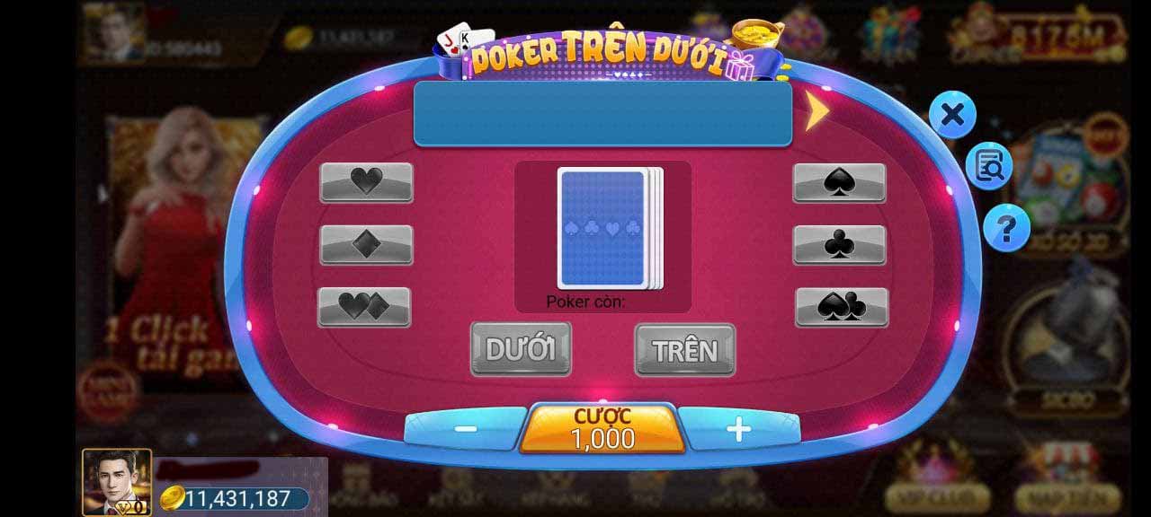 poker trên dưới của game twin