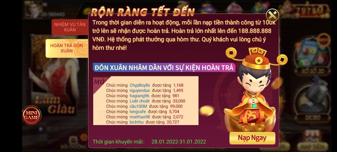 hoàn trả tân xuân - quà nập vô tận